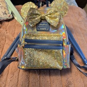 Loungefly Iridescent Gold Sequin Mini Backpack